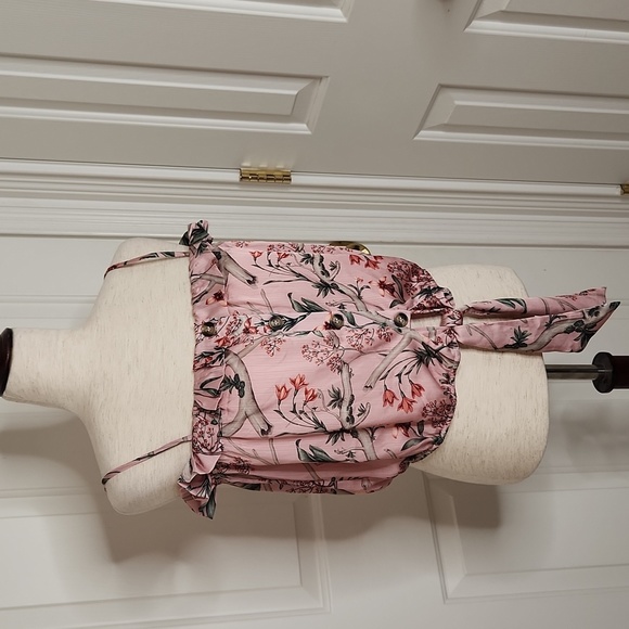 JOHANNA ORTIZ x H&M Mauve Floral Tie Hem Satin Blouse Size M - Picture 2 of 15